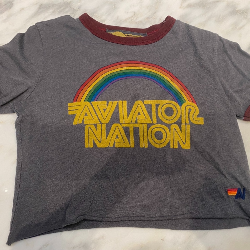 Aviator Nation Gray Rainbow Graphic Tee